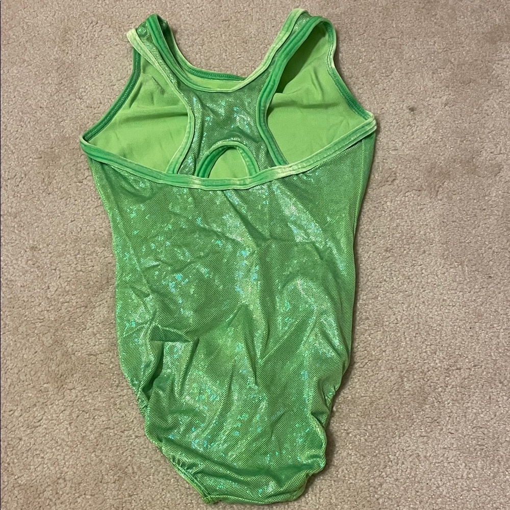 GK NEON GREEN SHIMMERING LEOTARD!Size: adult Medium! - Picture 7 of 14